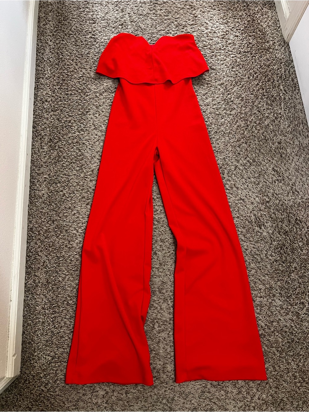 Red flare leg jumpsuit